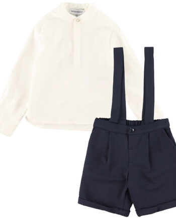 Emporio Armani Sæt Skjorte Shorts Dark Navy Hvid