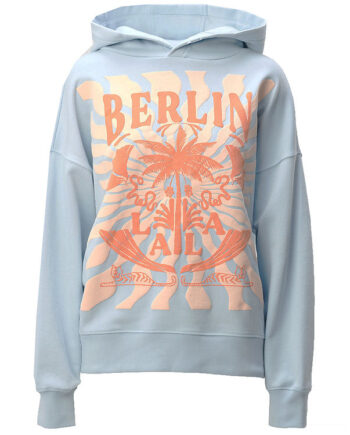 Lala Berlin Hættetrøje Irina Sunset Palm Cashmere Blue
