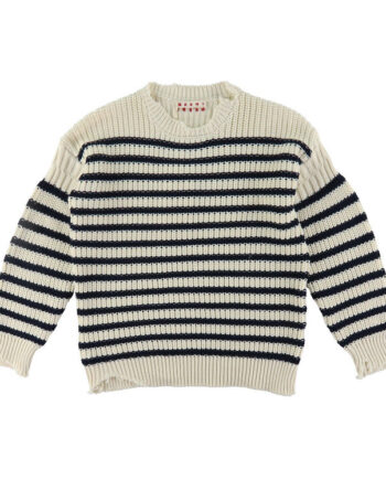 Marni Bluse Strik Off White Navystribet