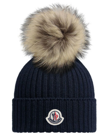 Moncler Hue Uld Navy    Imiteret Pelskvast