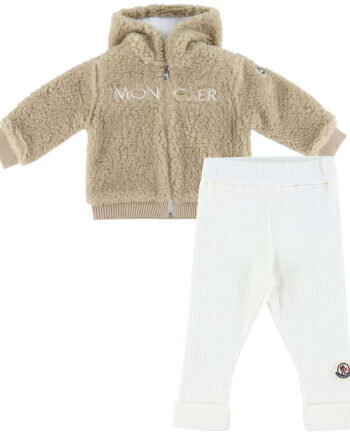 Moncler Sæt Fleecejakke Leggings Brun Hvid