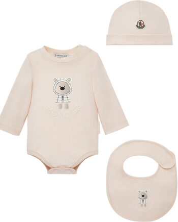 Moncler Sæt Hue Savlesmæk Body     Light Pink    Bamse