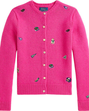 Polo Ralph Lauren Cardigan Uld Colge Pink    Broderier