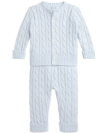 Polo Ralph Lauren Sæt Cardigan Bukser Strik Pearl Blue