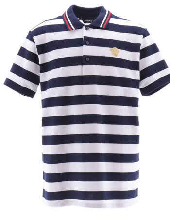 Versace Polo Navy Hvidstribet    Tekst