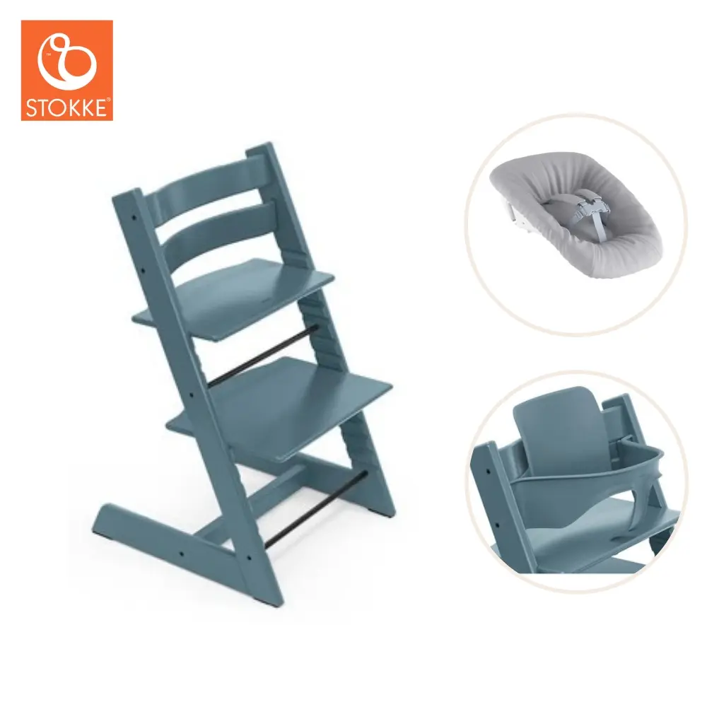 Højstol Inkl Newborn Sæt Og Babysæt Fjord Blå