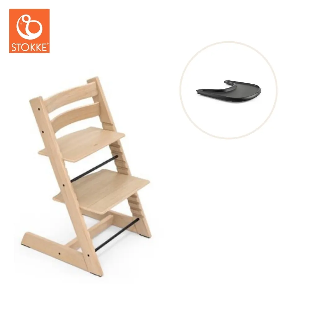 Højstol Inkl Tray Eg Natur Sort