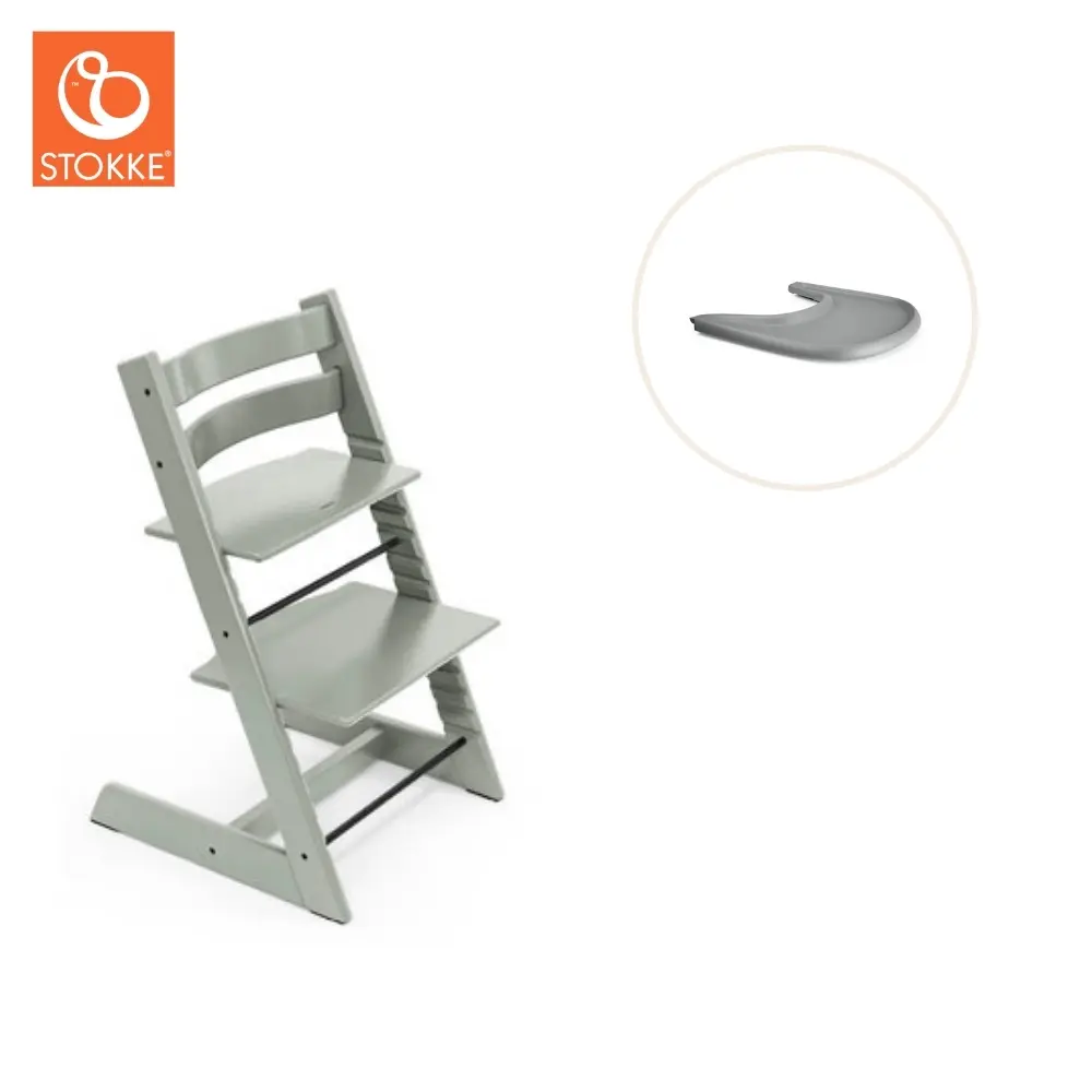 Højstol Inkl Tray Glacier Green Grå