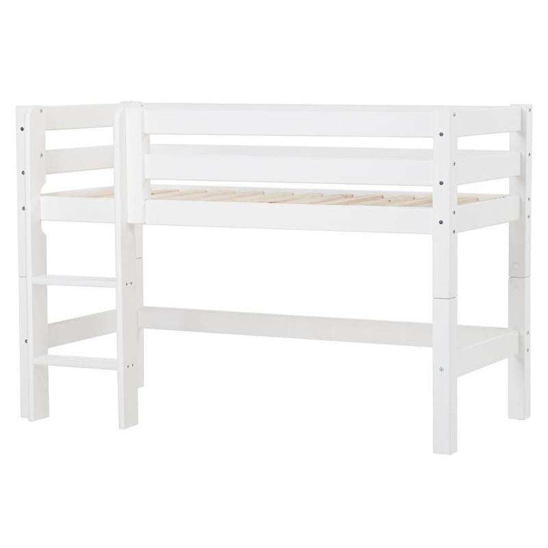 Hoppekids Eco Luxury Halvhøj Seng Ryglæn Lige Stige Flere Størrelser Hvid