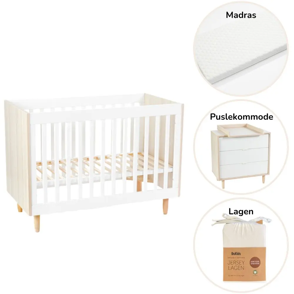 Karl Starterpakke Seng Puslekommode Madras Og Lagen