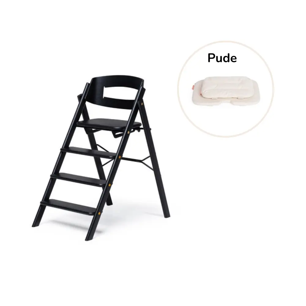 Klapp Højstol Foldbar Eg Inkl Pude Sort