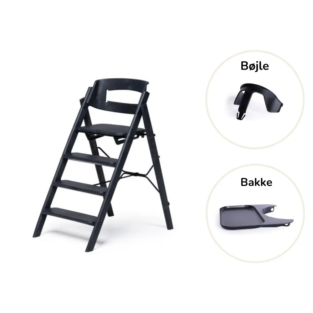 Klapp Højstol Foldbar Genbrugsplast Inkl Bøjle Og Bakke Sort