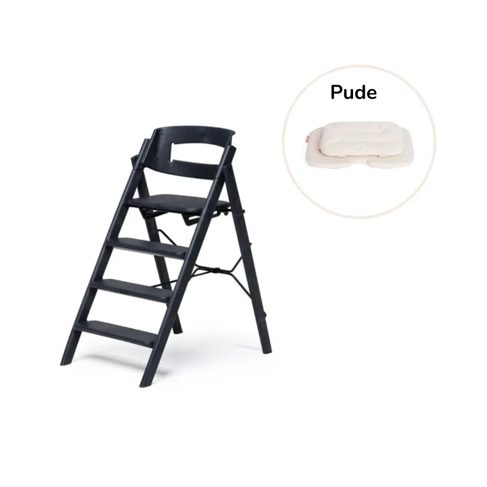 Klapp Højstol Foldbar Genbrugsplast Inkl Pude Sort