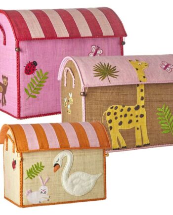 Rice Raffia Opbevaringshuse Wildlife Pink   Stk